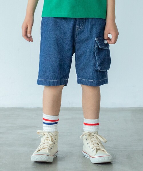 THE SHOP TK (ザ ショップ ティーケー )の「◆【110-150】デニムハーフパンツ(デニムパンツ・キッズ・サックスブルー/ネイビー・11/12/13/14/15 )」の2枚目の写真