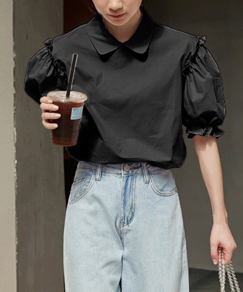AMELY(エミリー)の「フリルパフ袖ブラウス(シャツ/ブラウス・レディース・ホワイト/ブラック/ライトパープル・フリー)」の6枚目の写真