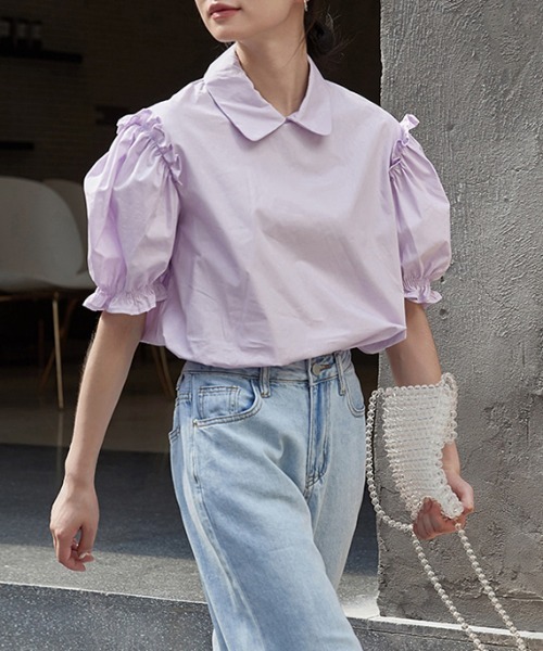 AMELY(エミリー)の「フリルパフ袖ブラウス(シャツ/ブラウス・レディース・ホワイト/ブラック/ライトパープル・フリー)」の16枚目の写真