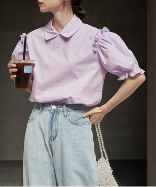 AMELY(エミリー)の「フリルパフ袖ブラウス(シャツ/ブラウス・レディース・ホワイト/ブラック/ライトパープル・フリー)」の10枚目の写真
