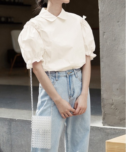 AMELY(エミリー)の「フリルパフ袖ブラウス(シャツ/ブラウス・レディース・ホワイト/ブラック/ライトパープル・フリー)」の21枚目の写真