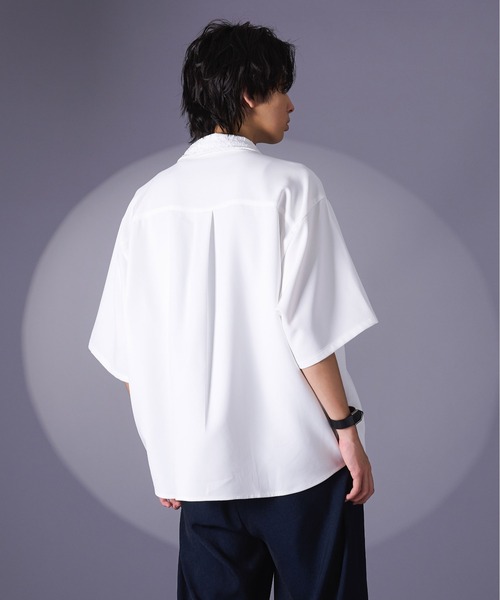 Ellno Loset（エルノロゼット）の「ジャガードクレリックシャツSS（シャツ/ブラウス・メンズ・ブルー/ブラック/オフホワイト・SMALL/MEDIUM/LARGE）」の6枚目の写真