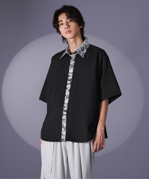 Ellno Loset（エルノロゼット）の「ジャガードクレリックシャツSS（シャツ/ブラウス・メンズ・ブルー/ブラック/オフホワイト・SMALL/MEDIUM/LARGE）」の13枚目の写真