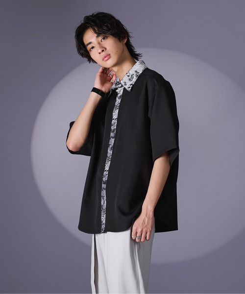 Ellno Loset（エルノロゼット）の「ジャガードクレリックシャツSS（シャツ/ブラウス・メンズ・ブルー/ブラック/オフホワイト・SMALL/MEDIUM/LARGE）」の14枚目の写真