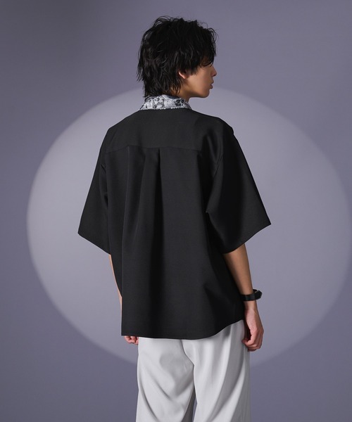 Ellno Loset（エルノロゼット）の「ジャガードクレリックシャツSS（シャツ/ブラウス・メンズ・ブルー/ブラック/オフホワイト・SMALL/MEDIUM/LARGE）」の15枚目の写真