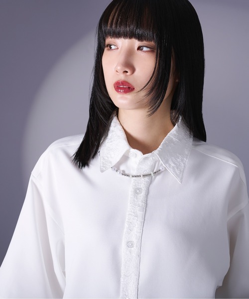 Ellno Loset（エルノロゼット）の「ジャガードクレリックシャツSS（シャツ/ブラウス・メンズ・ブルー/ブラック/オフホワイト・SMALL/MEDIUM/LARGE）」の12枚目の写真