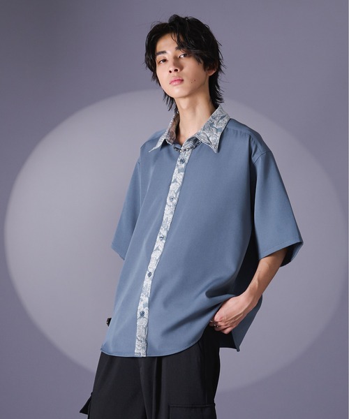 Ellno Loset（エルノロゼット）の「ジャガードクレリックシャツSS（シャツ/ブラウス・メンズ・ブルー/ブラック/オフホワイト・SMALL/MEDIUM/LARGE）」の20枚目の写真