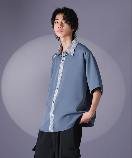 Ellno Loset（エルノロゼット）の「ジャガードクレリックシャツSS（シャツ/ブラウス・メンズ・ブルー/ブラック/オフホワイト・SMALL/MEDIUM/LARGE）」の21枚目の写真