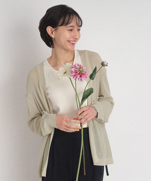 DRESKIP(ドレスキップ)の「◆冷房対策にも!麻タッチ ショ-ルカーディガン(カーディガン/ボレロ・レディース・ライトグレー/ブラック/オフホワイト/オレンジ・02/03/04)」の4枚目の写真