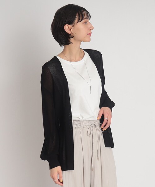 DRESKIP(ドレスキップ)の「◆冷房対策にも!麻タッチ ショ-ルカーディガン(カーディガン/ボレロ・レディース・ライトグレー/ブラック/オフホワイト/オレンジ・02/03/04)」の3枚目の写真