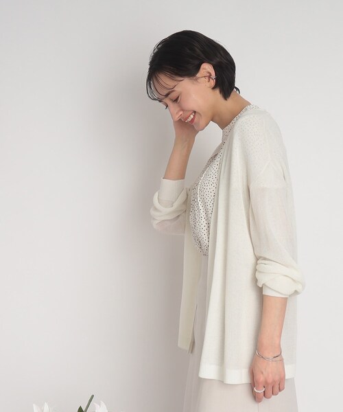 DRESKIP(ドレスキップ)の「◆冷房対策にも!麻タッチ ショ-ルカーディガン(カーディガン/ボレロ・レディース・ライトグレー/ブラック/オフホワイト/オレンジ・02/03/04)」の5枚目の写真