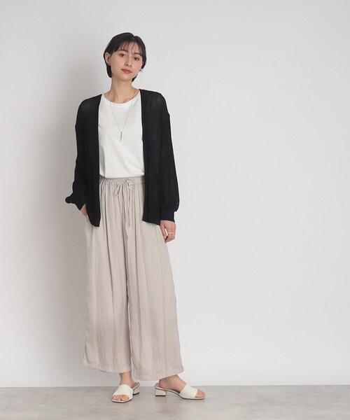 DRESKIP(ドレスキップ)の「◆冷房対策にも!麻タッチ ショ-ルカーディガン(カーディガン/ボレロ・レディース・ライトグレー/ブラック/オフホワイト/オレンジ・02/03/04)」の6枚目の写真