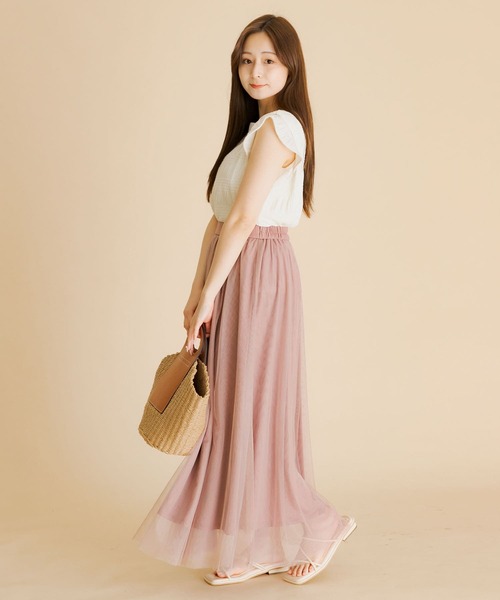 HEYUMM(ヘユム)の「ソフトチュールイージースカート(スカート・レディース・ブラック/ライトピンク/ライトベージュ・SMALL/MEDIUM)」の3枚目の写真
