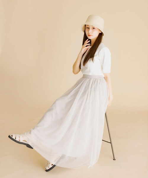 HEYUMM(ヘユム)の「ソフトチュールイージースカート(スカート・レディース・ブラック/ライトピンク/ライトベージュ・SMALL/MEDIUM)」の1枚目の写真