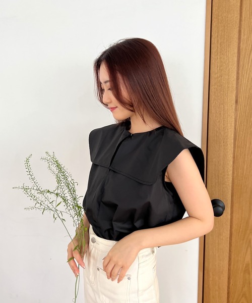 ORGANICSビッグカラーノースリブラウス BK SNIDEL - ORGANICSビッグカラーノースリブラウスの通販 by えむ's shop