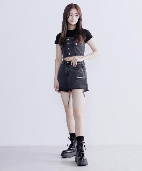 Figments(フィグメンツ)の「デニムビスチェ(ベスト・レディース・ブラック/ブルー・FREE)」の5枚目の写真