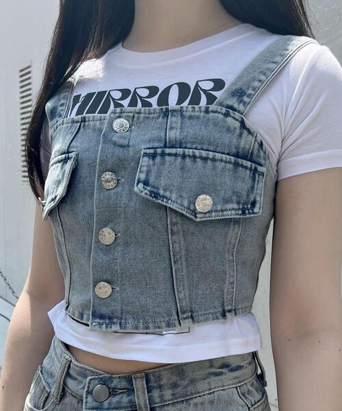 Figments(フィグメンツ)の「デニムビスチェ(ベスト・レディース・ブラック/ブルー・FREE)」の6枚目の写真