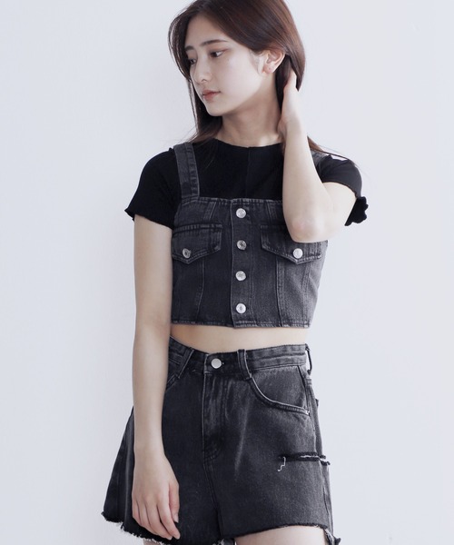 Figments(フィグメンツ)の「デニムビスチェ(ベスト・レディース・ブラック/ブルー・FREE)」の16枚目の写真