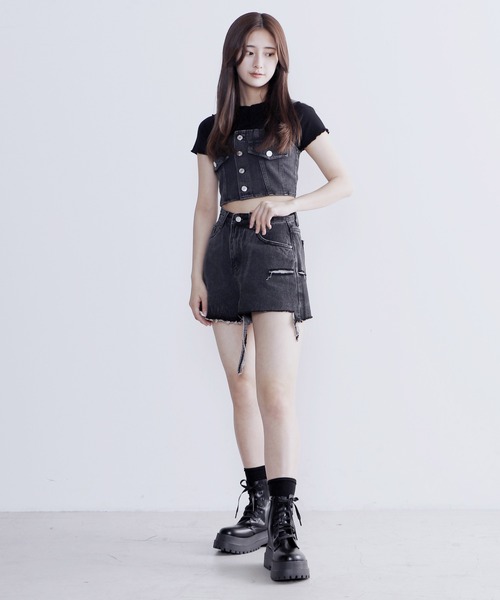 Figments(フィグメンツ)の「デニムビスチェ(ベスト・レディース・ブラック/ブルー・FREE)」の17枚目の写真