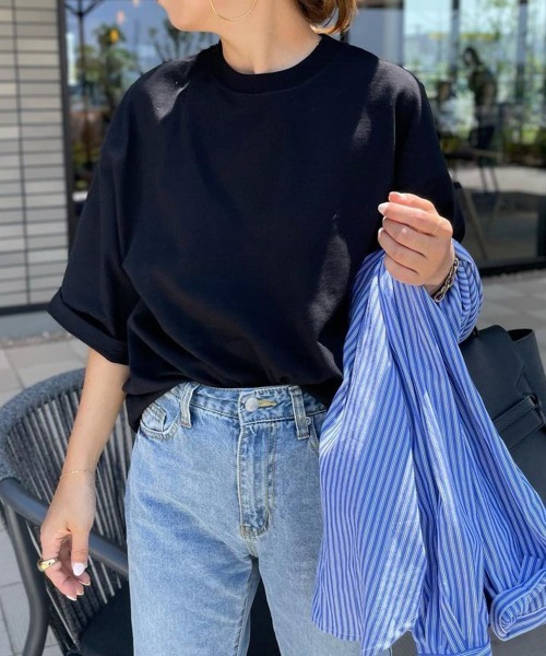 evernavy(エバーネイビー)の「【新サイズ追加】オーバーサイズTシャツ(Tシャツ/カットソー・レディース・ホワイト/ネイビー/ブラック・M/MS)」の6枚目の写真