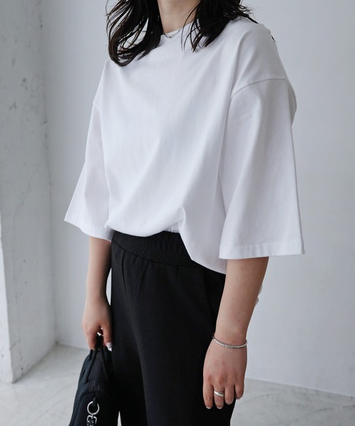 evernavy(エバーネイビー)の「【新サイズ追加】オーバーサイズTシャツ(Tシャツ/カットソー・レディース・ホワイト/ネイビー/ブラック・M/MS)」の8枚目の写真