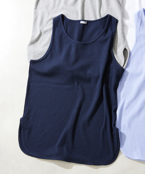 JOURNAL STANDARD relume(ジャーナルスタンダード レリューム)の「レイヤード ラウンドサーマルタンクトップ(タンクトップ・メンズ・ホワイト/ネイビー/グレー/サックスブルー・SMALL/LARGE/MEDIUM)」の3枚目の写真