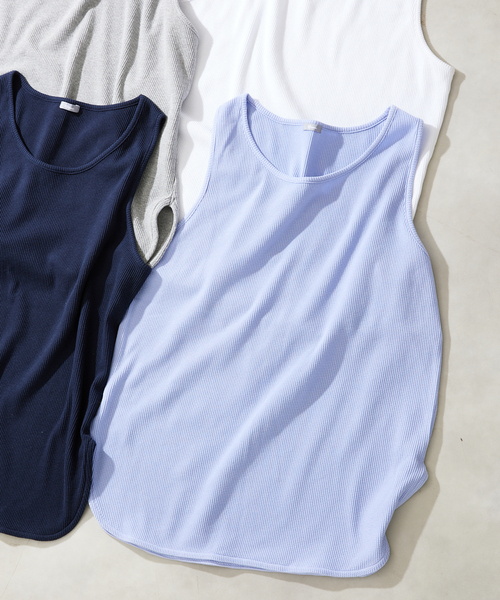 JOURNAL STANDARD relume(ジャーナルスタンダード レリューム)の「レイヤード ラウンドサーマルタンクトップ(タンクトップ・メンズ・ホワイト/ネイビー/グレー/サックスブルー・SMALL/LARGE/MEDIUM)」の4枚目の写真