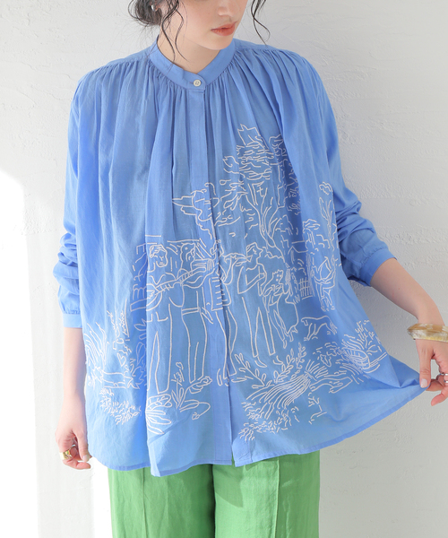 mii(ミー)の「【Mii / ミイ】HANDEMBROIDERED COTTON BLOUSE:ブラウス(シャツ/ブラウス・レディース・サックスブルー・SMALL)」の1枚目の写真