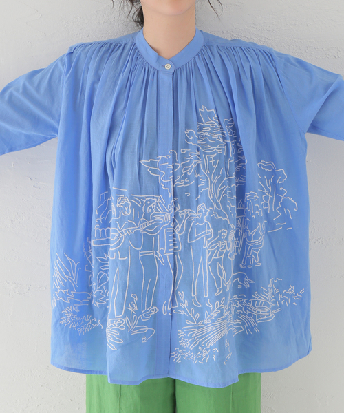 mii(ミー)の「【Mii / ミイ】HANDEMBROIDERED COTTON BLOUSE:ブラウス(シャツ/ブラウス・レディース・サックスブルー・SMALL)」の3枚目の写真