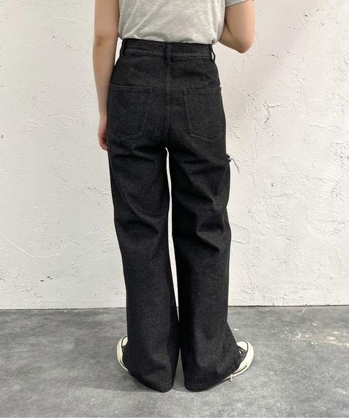 apres jour mignon(アプレジュールミニョン)の「アシメワイドカッティングデニム【ZOZOTOWN限定アイテム】(デニムパンツ・レディース・ブラック/ブルー・X-LARGE/MEDIUM/SMALL)」の6枚目の写真