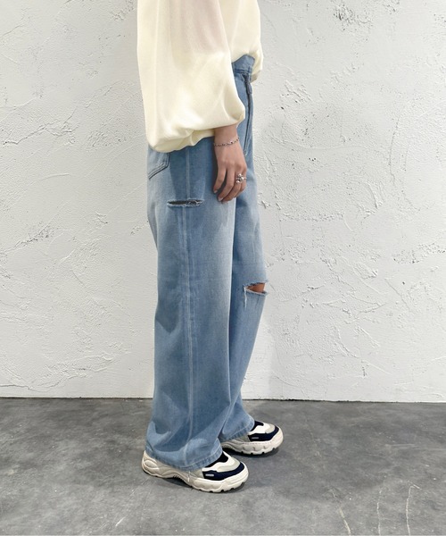 apres jour mignon(アプレジュールミニョン)の「アシメワイドカッティングデニム【ZOZOTOWN限定アイテム】(デニムパンツ・レディース・ブラック/ブルー・X-LARGE/MEDIUM/SMALL)」の14枚目の写真
