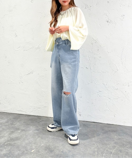 apres jour mignon(アプレジュールミニョン)の「アシメワイドカッティングデニム【ZOZOTOWN限定アイテム】(デニムパンツ・レディース・ブラック/ブルー・X-LARGE/MEDIUM/SMALL)」の17枚目の写真