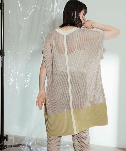 Eimee Law(エイミーロウ)の「メッシュミドル丈ニット(ニット/セーター・レディース・グレイッシュベージュ/ブラック・38)」の10枚目の写真