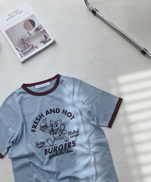 AS KNOW AS plus（アズノゥアズプラス）の「〇フロッキーリンガーTシャツ（Tシャツ/カットソー・レディース・キナリ/ブルー/イエロー・FREE）」の2枚目の写真