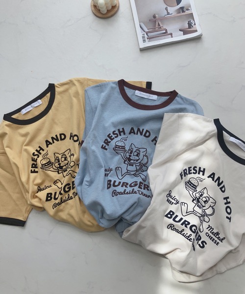 AS KNOW AS plus（アズノゥアズプラス）の「〇フロッキーリンガーTシャツ（Tシャツ/カットソー・レディース・キナリ/ブルー/イエロー・FREE）」の4枚目の写真