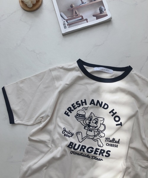 AS KNOW AS plus（アズノゥアズプラス）の「〇フロッキーリンガーTシャツ（Tシャツ/カットソー・レディース・キナリ/ブルー/イエロー・FREE）」の8枚目の写真