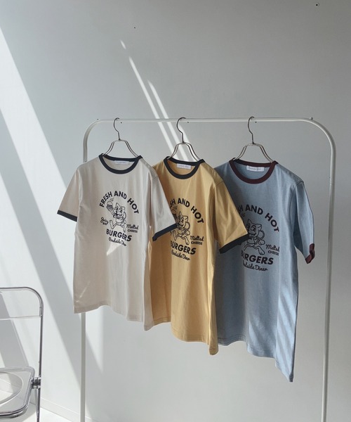 AS KNOW AS plus（アズノゥアズプラス）の「〇フロッキーリンガーTシャツ（Tシャツ/カットソー・レディース・キナリ/ブルー/イエロー・FREE）」の15枚目の写真