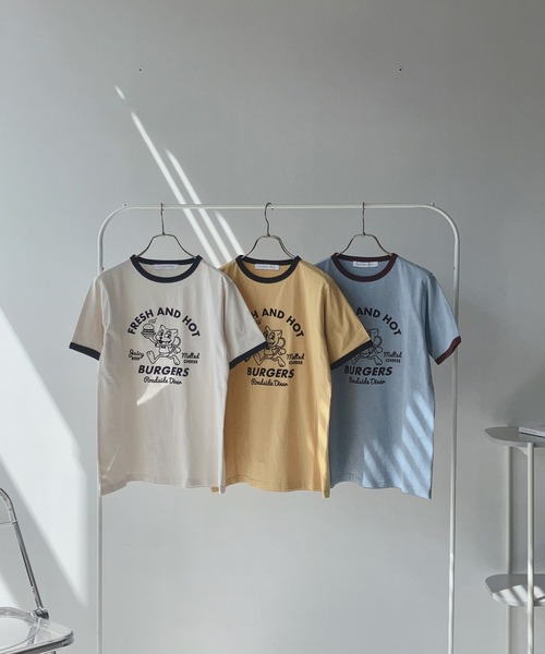 AS KNOW AS plus（アズノゥアズプラス）の「〇フロッキーリンガーTシャツ（Tシャツ/カットソー・レディース・キナリ/ブルー/イエロー・FREE）」の16枚目の写真