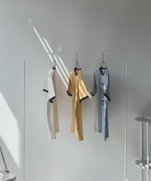 AS KNOW AS plus（アズノゥアズプラス）の「〇フロッキーリンガーTシャツ（Tシャツ/カットソー・レディース・キナリ/ブルー/イエロー・FREE）」の17枚目の写真