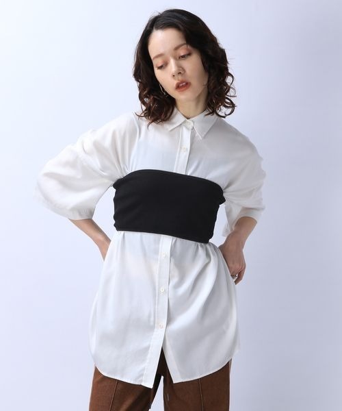 JEANASIS（ジーナシス）の「ニットバンドゥ/962719（チューブトップ・レディース・ブラック/カーキ・FREE）」の2枚目の写真