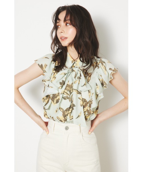 rienda（リエンダ）の「フリルスリーブボウタイブラウス（シャツ/ブラウス・レディース・グリーン系その他/ホワイト/ベージュ系その他/ブルー/ブルー系その他3・FREE）」の6枚目の写真