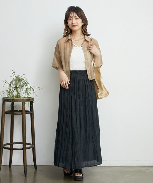 RETRO GIRL(レトロガール)の「シャーリングキャミソール(Tシャツ/カットソー・レディース・ホワイト/ブルー/ブラック/オレンジ・FREE)」の12枚目の写真
