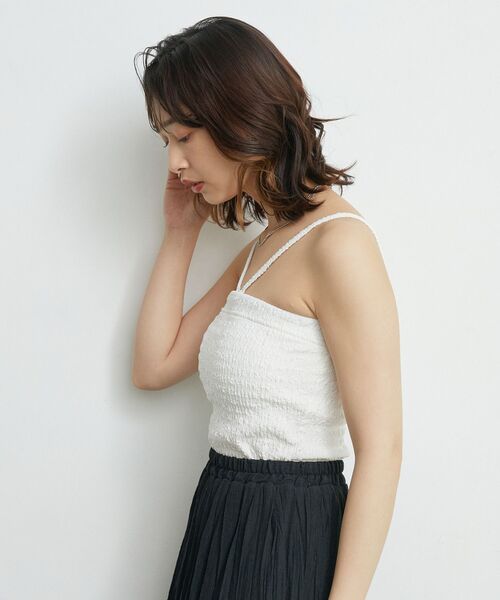 RETRO GIRL(レトロガール)の「シャーリングキャミソール(Tシャツ/カットソー・レディース・ホワイト/ブルー/ブラック/オレンジ・FREE)」の6枚目の写真