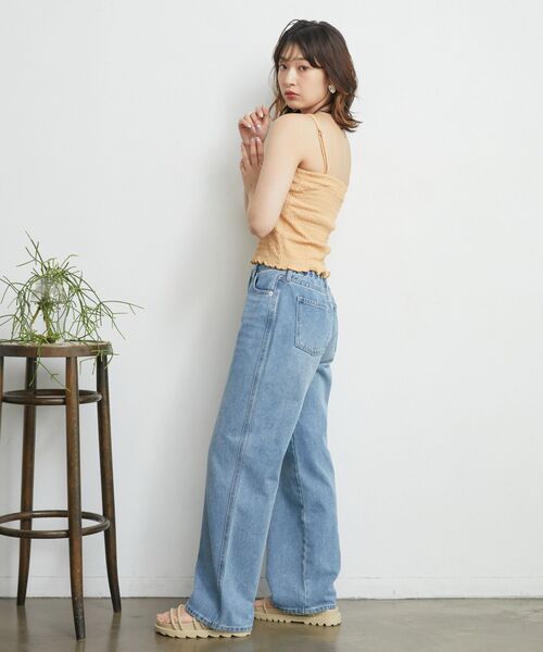 RETRO GIRL(レトロガール)の「シャーリングキャミソール(Tシャツ/カットソー・レディース・ホワイト/ブルー/ブラック/オレンジ・FREE)」の8枚目の写真