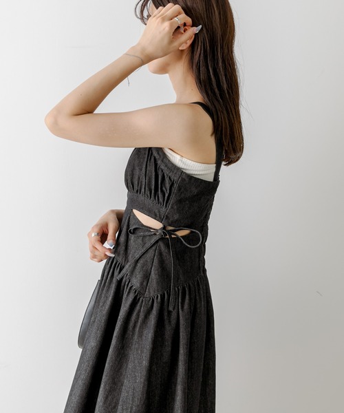 OLIVE des OLIVE(オリーブデオリーブ)の「【WEB限定】肌見せキャミワンピース 1032090010(ワンピース・レディース・ブラック系その他/ワンウォッシュ/チェック/ブラック・FREE)」の8枚目の写真