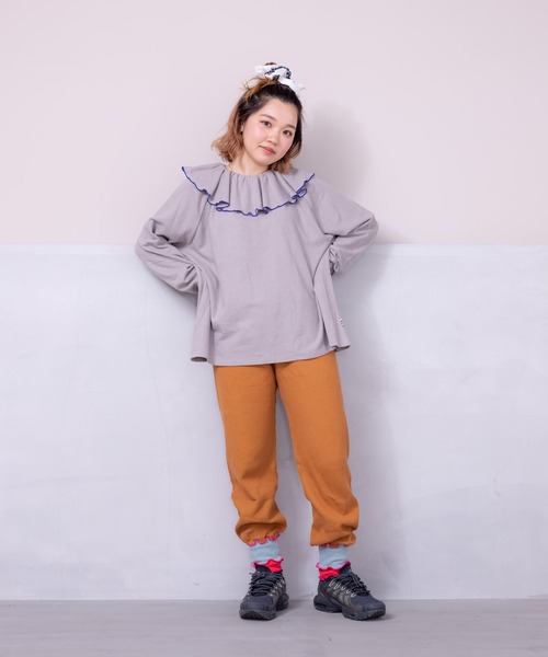 HOGAN RANCH WEAR（ホーガンランチウエア）の「パイルビッグカラーカットソー/おとな（Tシャツ/カットソー・レディース・ピンク/ライトブルー/イエロー/グレー・160cm）」の5枚目の写真