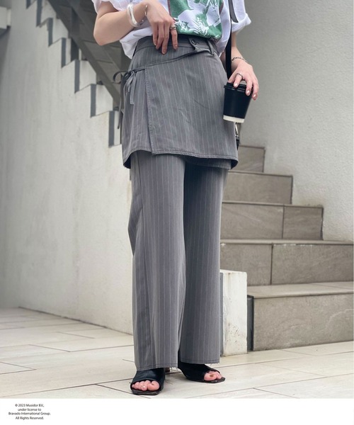 CIAOPANIC（チャオパニック）の「レイヤードラップスカートスラックス（スラックス・レディース・グレー/ブラウン・S/M）」の17枚目の写真