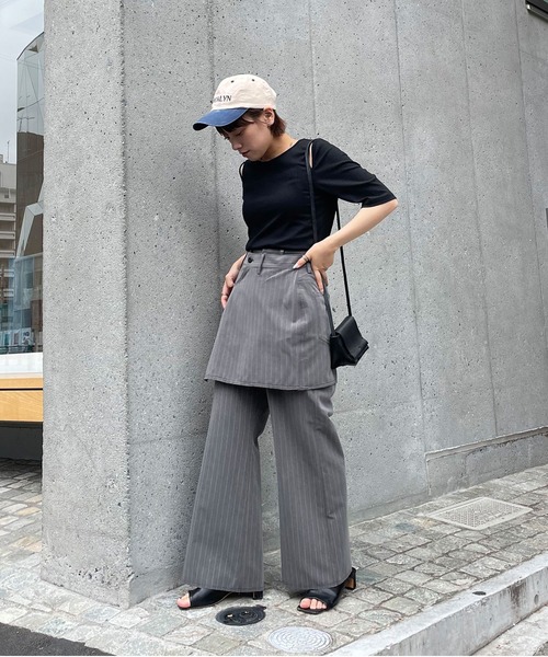 CIAOPANIC（チャオパニック）の「レイヤードラップスカートスラックス（スラックス・レディース・グレー/ブラウン・S/M）」の6枚目の写真