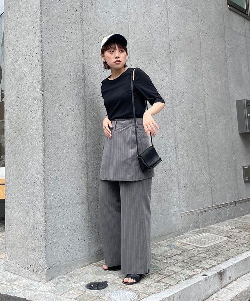 CIAOPANIC（チャオパニック）の「レイヤードラップスカートスラックス（スラックス・レディース・グレー/ブラウン・S/M）」の4枚目の写真