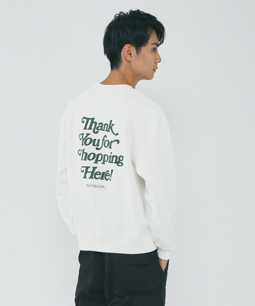FRUIT OF THE LOOM(フルーツオブザルーム)の「【FRUIT OF THE LOOM】タイポグラフィ ヘビーオンス ルーズ クルーネック フロント&バックプリント スウェット生地 トレーナー(Tシャツ/カットソー・メンズ・ブラック/ブラック系その他/グレー/ホワイト/グレー系その他/ホワイト系その他・L/M/XL)」の2枚目の写真